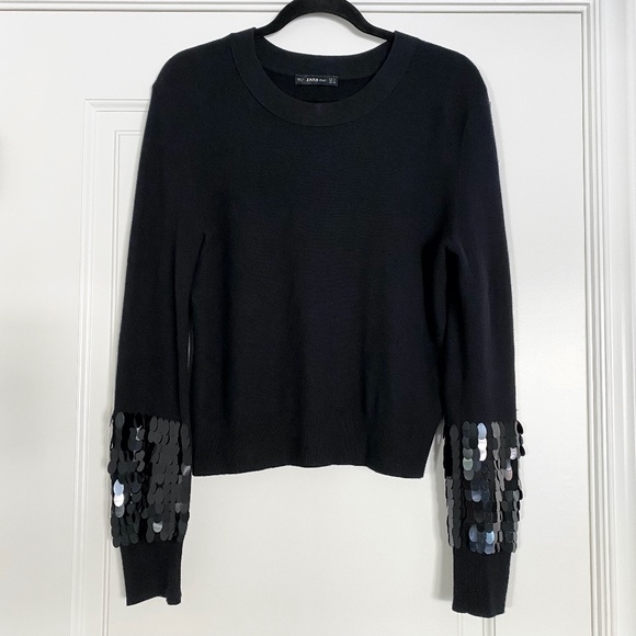 Zara Sweaters - Zara Fine Knit Sequin Cuff Sweater - Medium